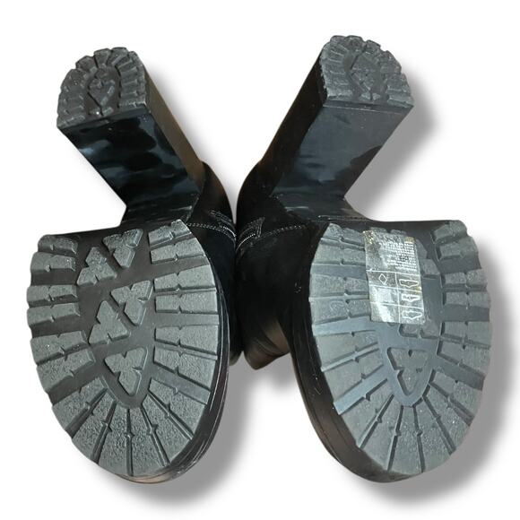 H&M Divided Black Chunky Heel Ankle Boots Women’s Size 8 EUR 39 Platform Block - Picture 6 of 10